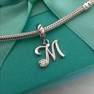 925 Sterling Silver Letter M Pendant Charm. NEW